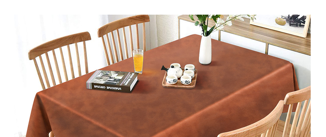 Linkidea Vegan Leather Table Cloth, Outdoor Camping Table Cover, 85" x 55" Wipeable Rectangle Dining Table Pads Protector for Coffee Table, Dining Room Table 24Hr Smart